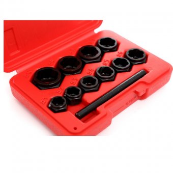Set extractoare pentru suruburi rupte, piulite, prezoane deteriorate 10 piese, 9-19 mm